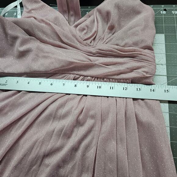 David's Bridal Glitter Knit Dress Womens Size 6 Wrap Prom Formal Wedding Maxi - Picture 12 of 13